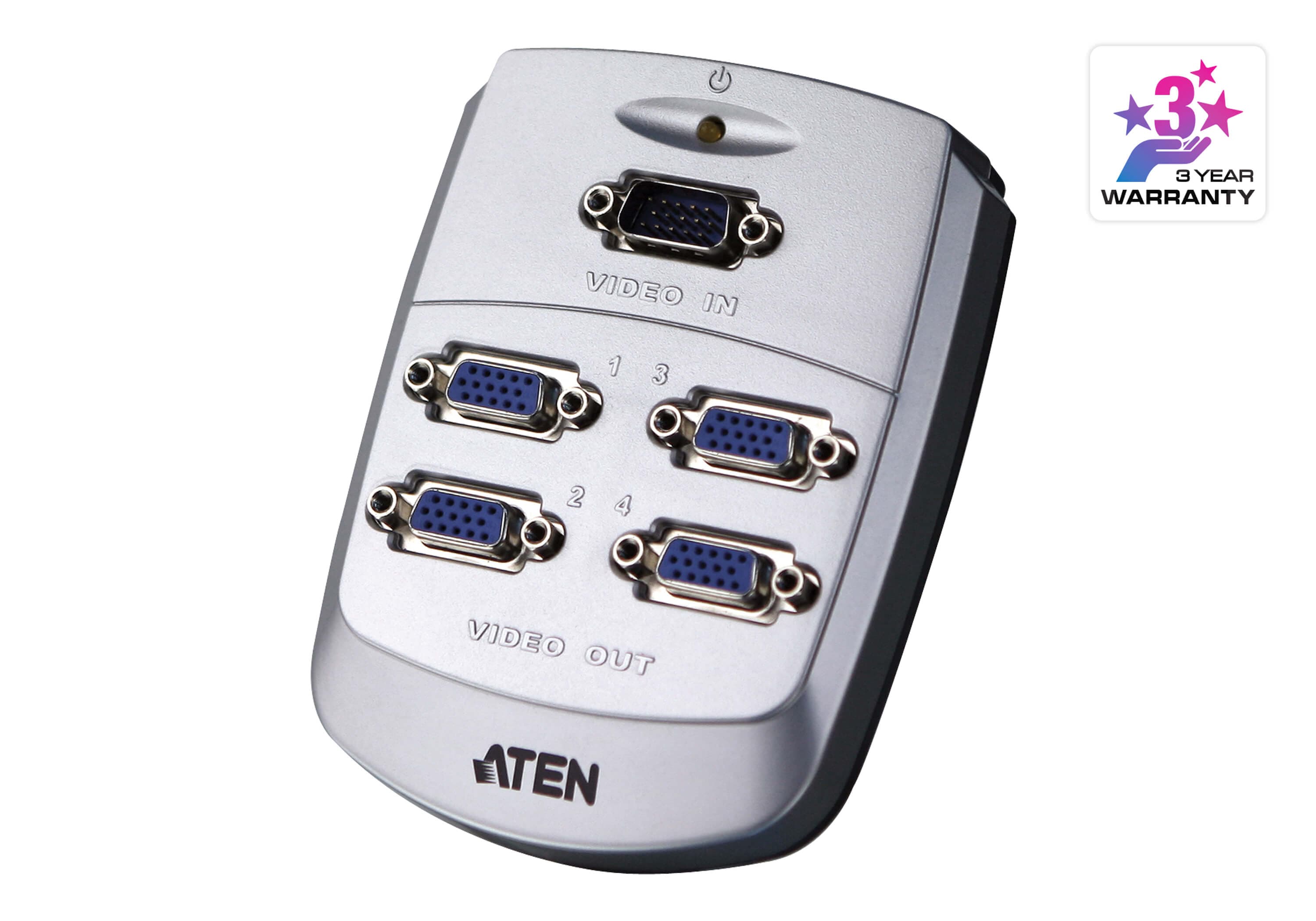 4-Port VGA Splitter Wall Plate (Plastic) (250MHz)
