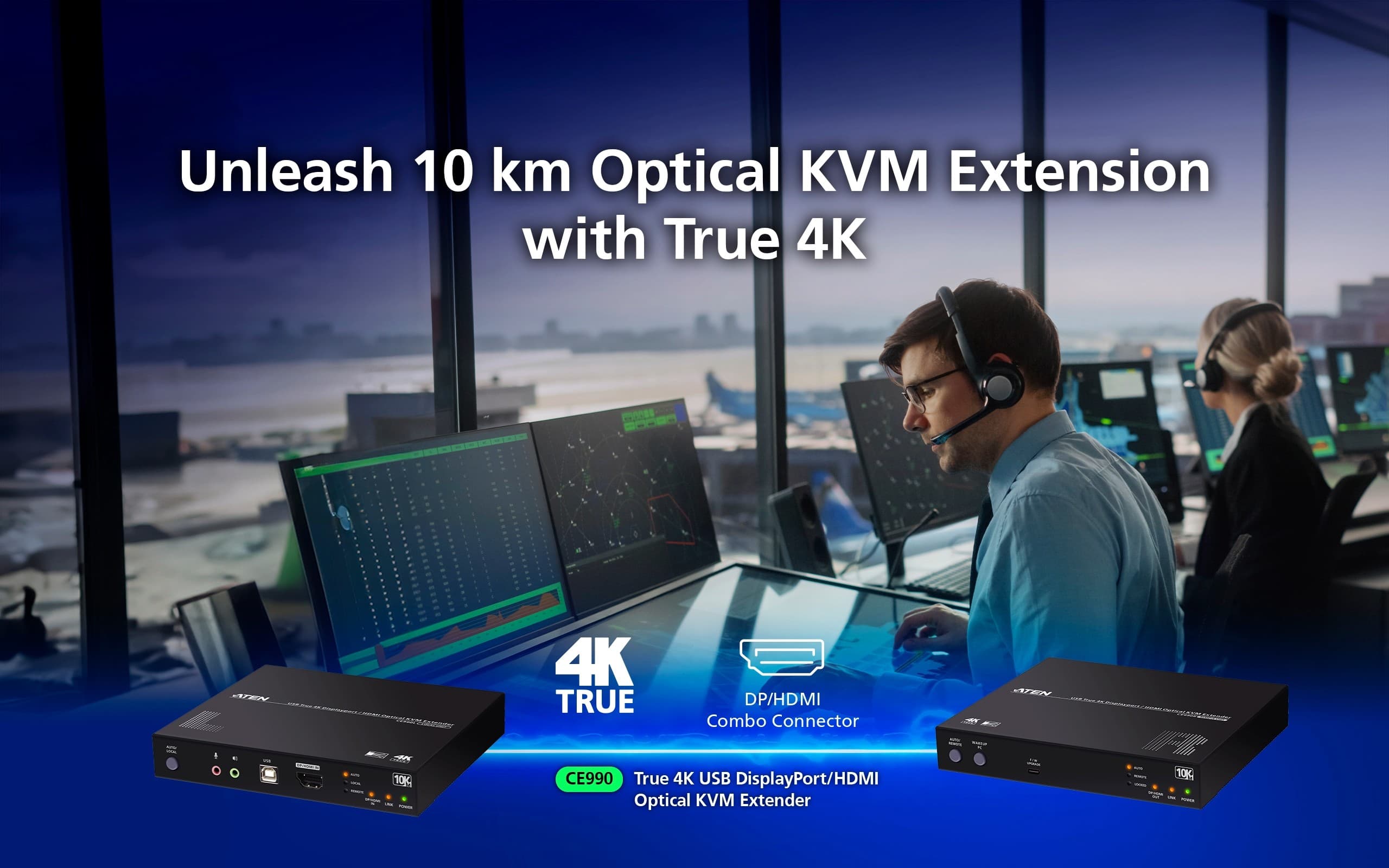 USB True 4K DisplayPort/HDMI Optical KVM Extender (True 4K @ 10 km) — изглед 4
