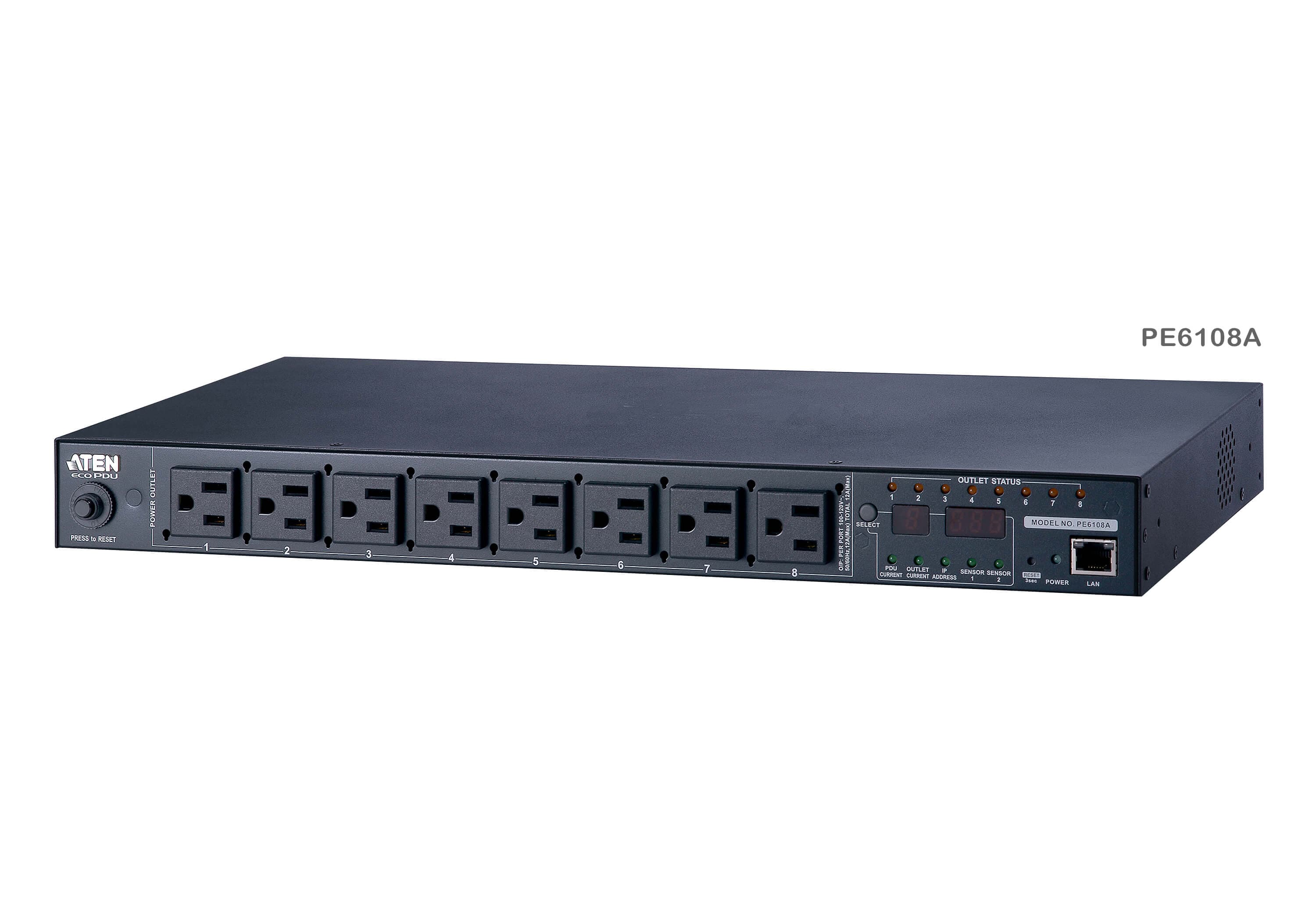 15A/10A 8-Outlet 1U Metered & Switched eco PDU — изглед 3