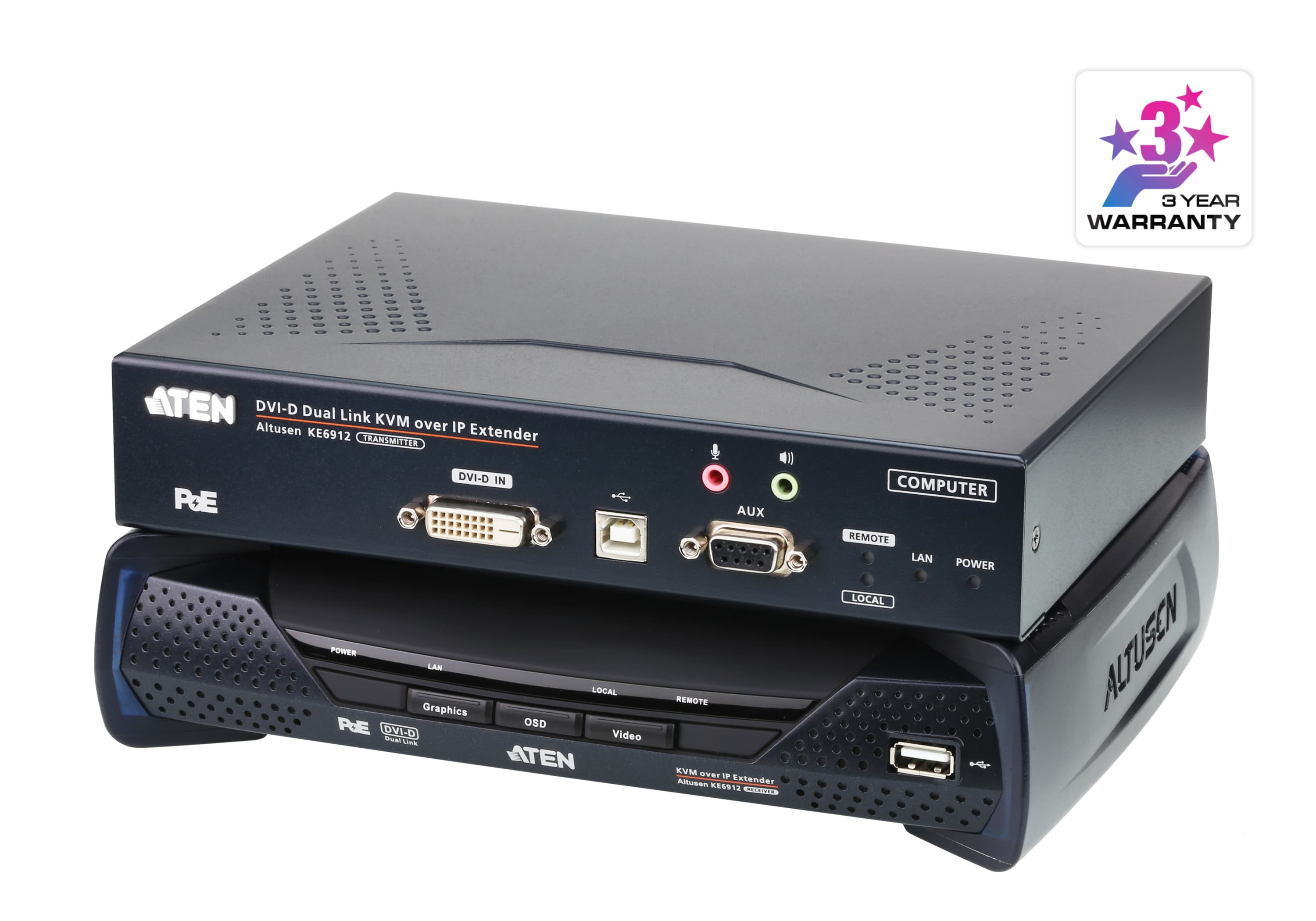 2K DVI-D Dual Link KVM over IP Extender with PoE — изглед 3