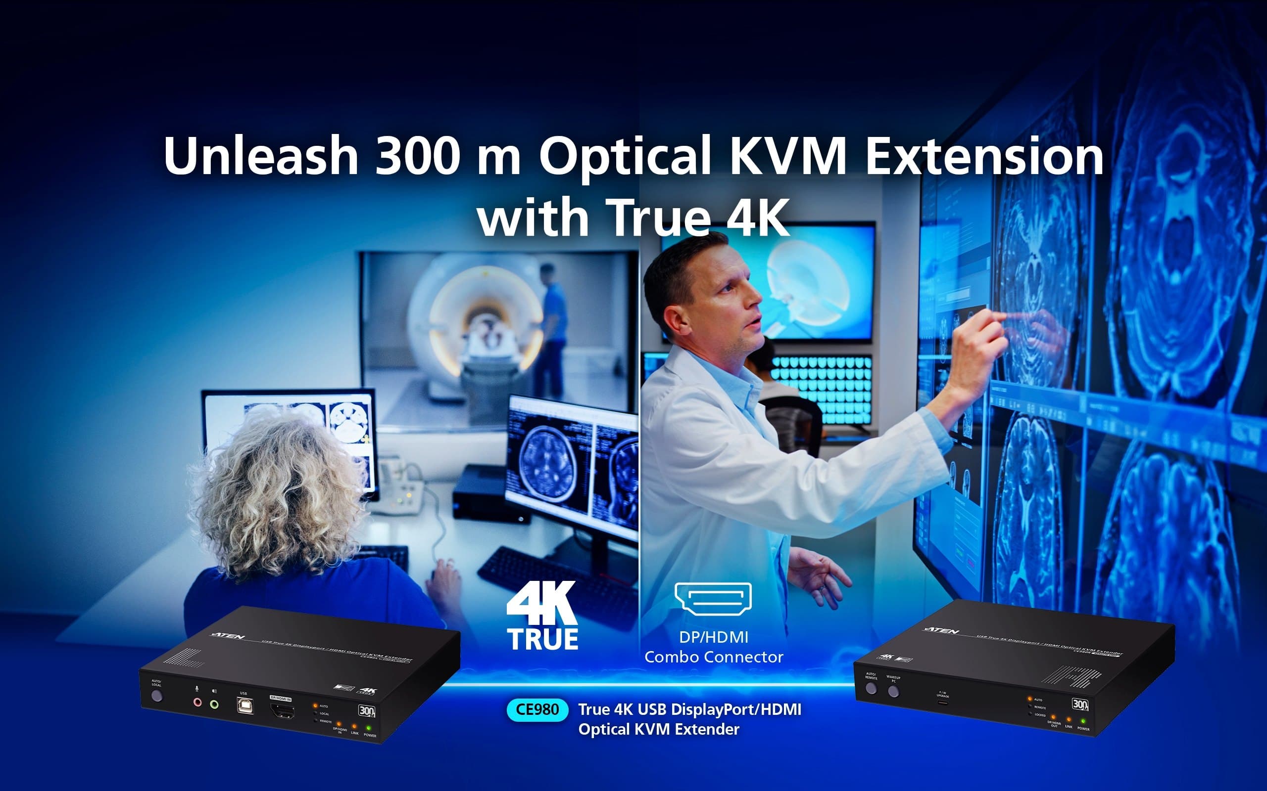 USB True 4K DisplayPort/HDMI Optical KVM Extender (True 4K @ 300 m) — изглед 4