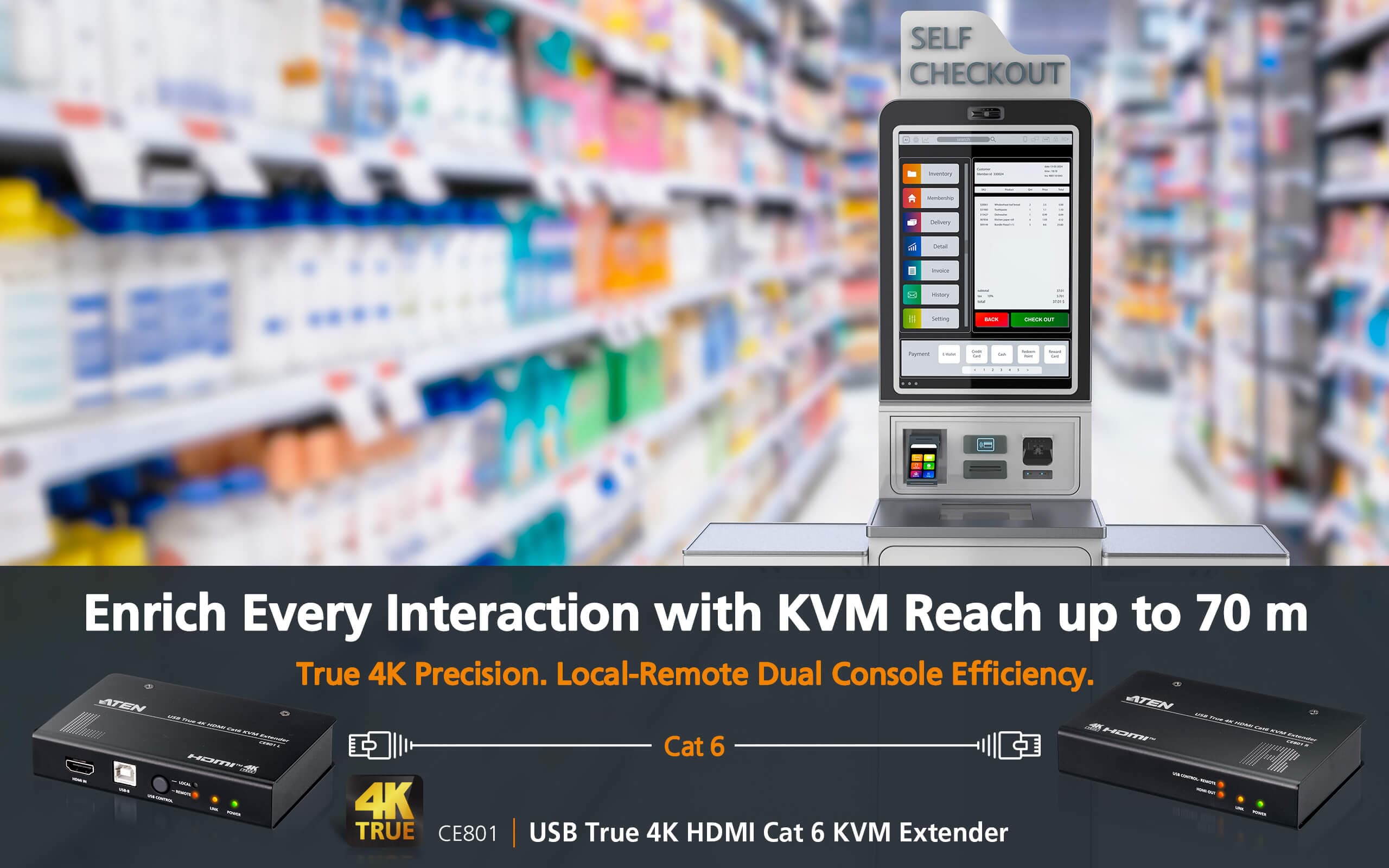 USB True 4K HDMI Cat 6 KVM Extender (4K @ 70 m / FHD @ 100 m) — изглед 6