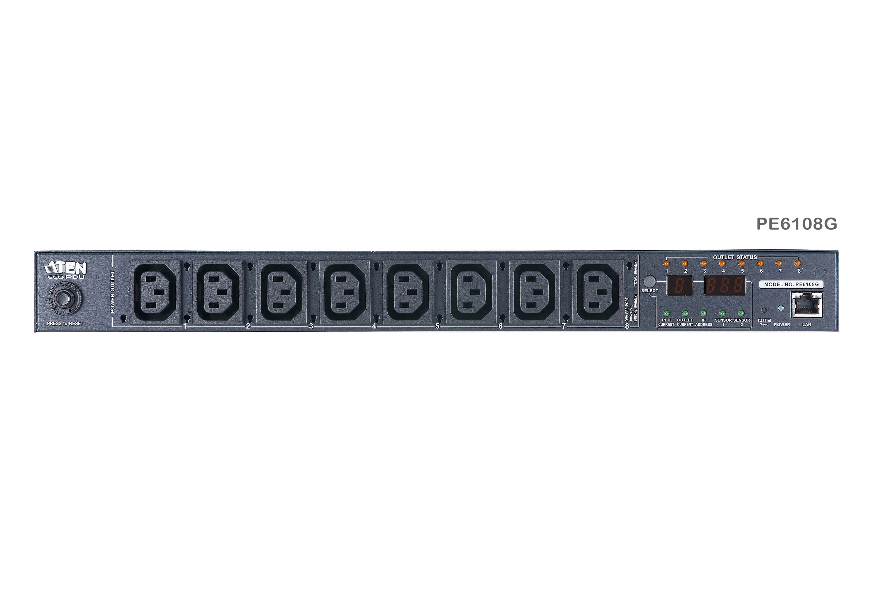 15A/10A 8-Outlet 1U Metered & Switched eco PDU — изглед 6
