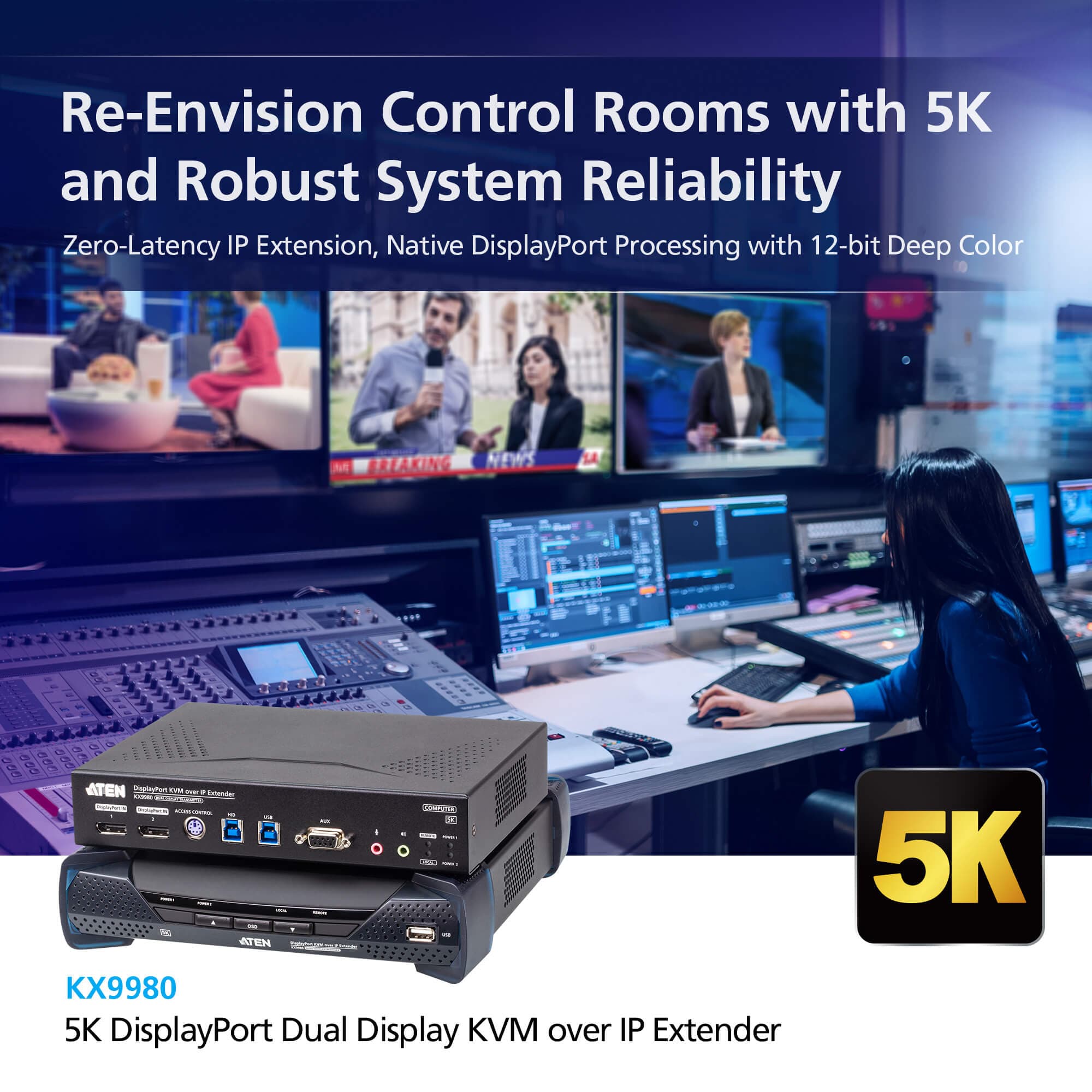 5K DisplayPort Dual Display KVM over IP Receiver — изглед 4