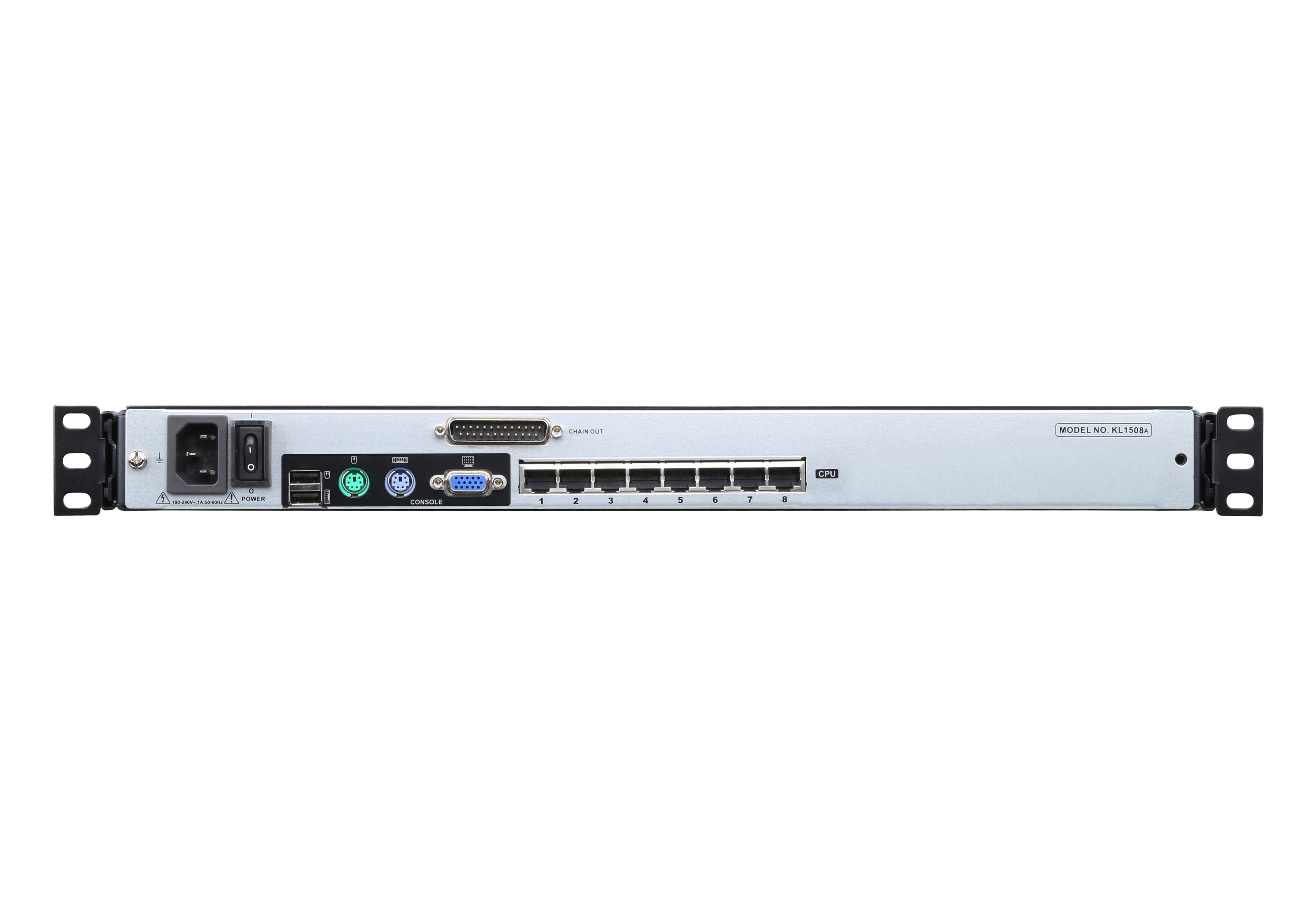 8-Port Multi-Interface Cat 5 Dual Rail LCD KVM Switch — изглед 3