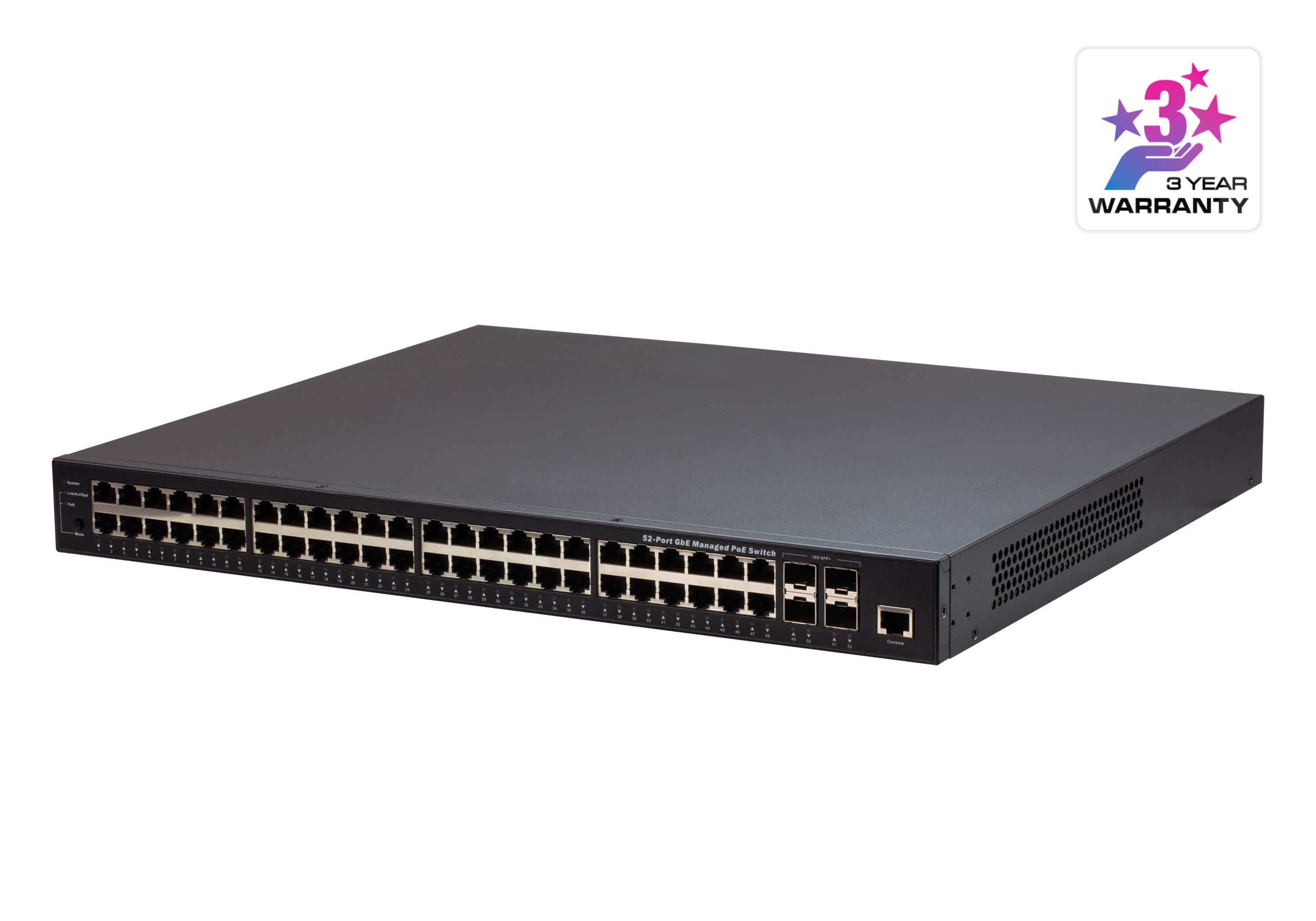 52-Port GbE PoE Managed Switch — изглед 3