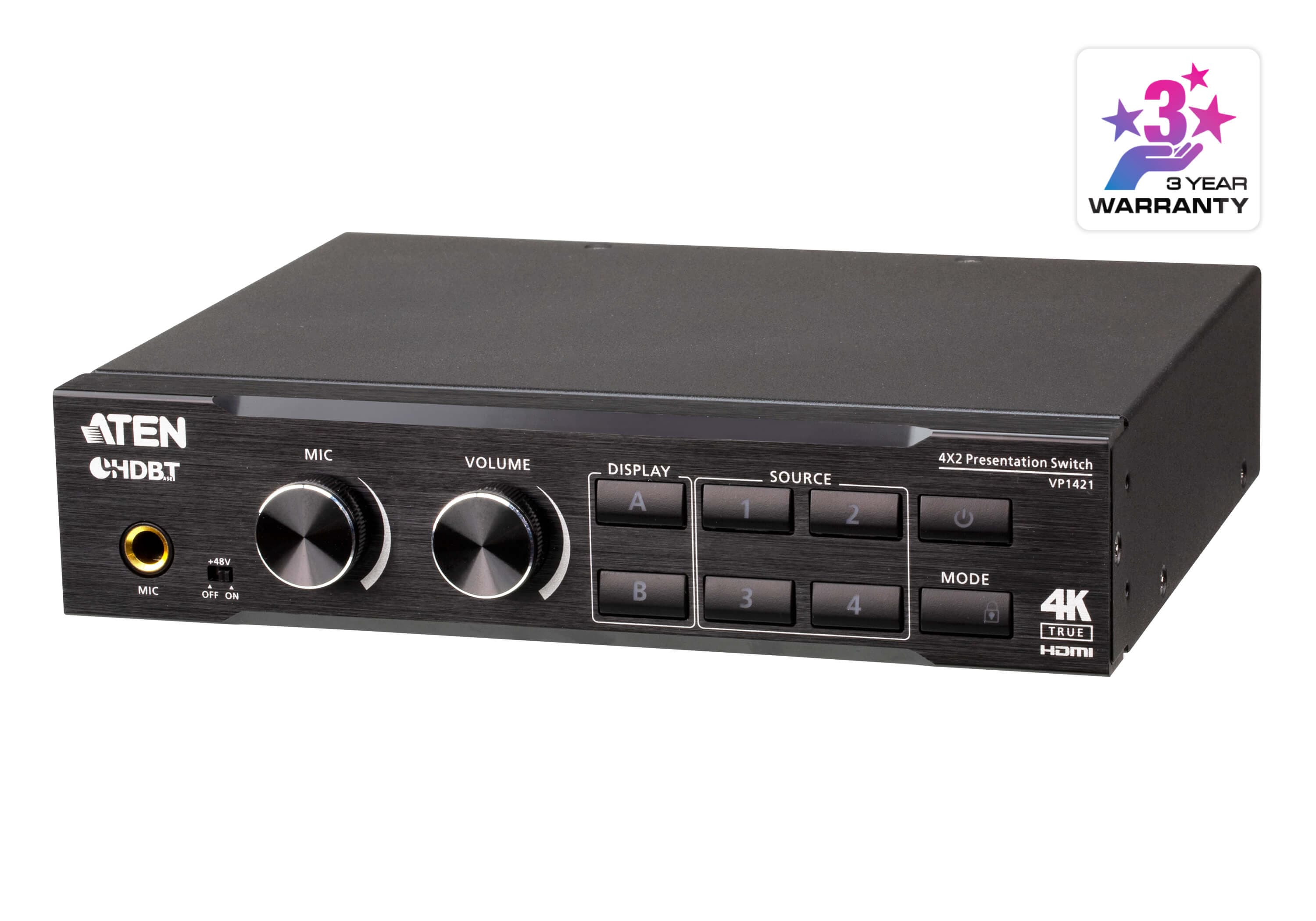 4 x 2 True 4K Presentation Matrix Switch with Scaling, DSP, and HDBaseT-Lite — изглед 3
