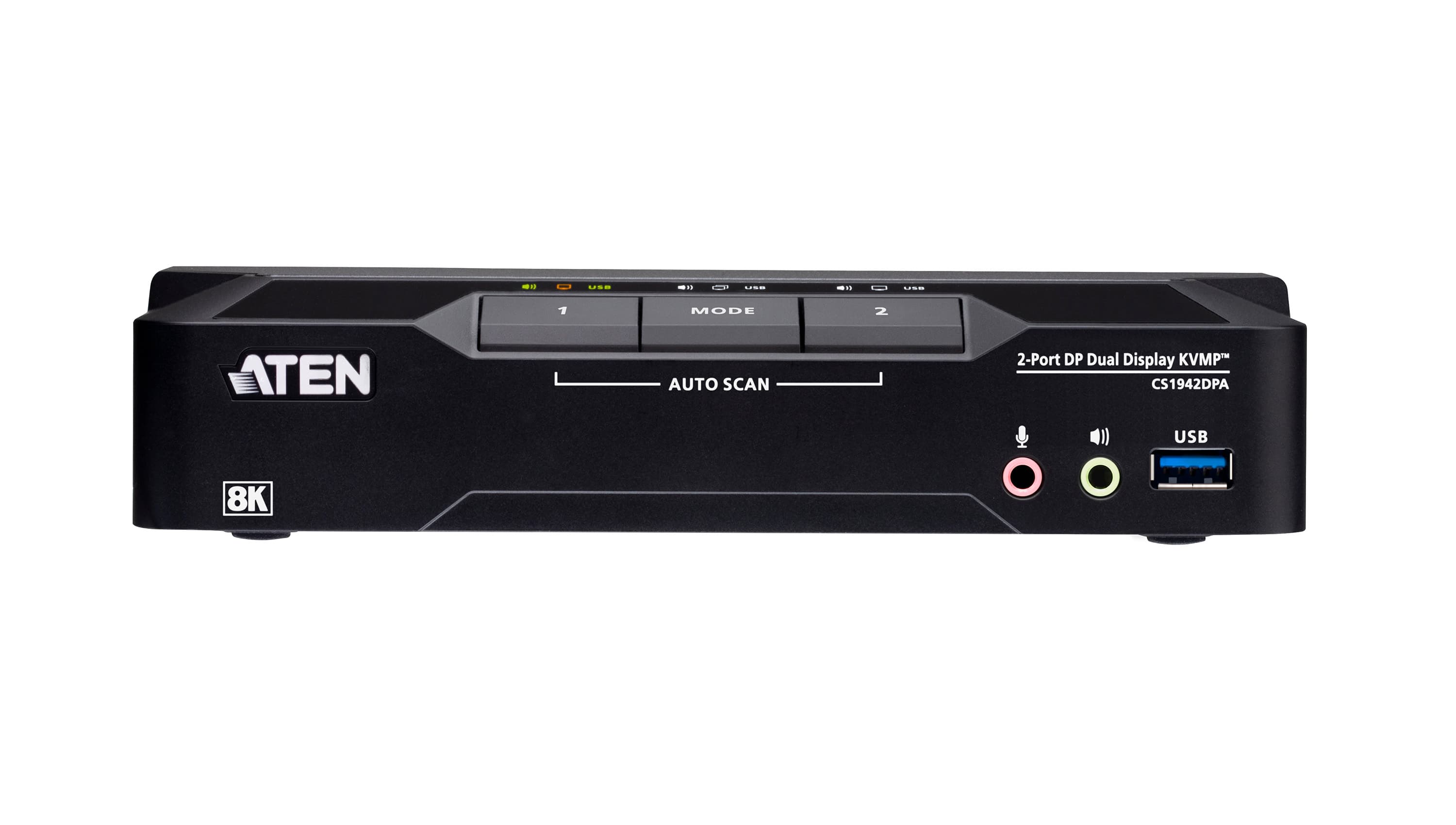 2-Port USB 3.0 8K DisplayPort Dual-Display KVMP™ Switch (Cables included)