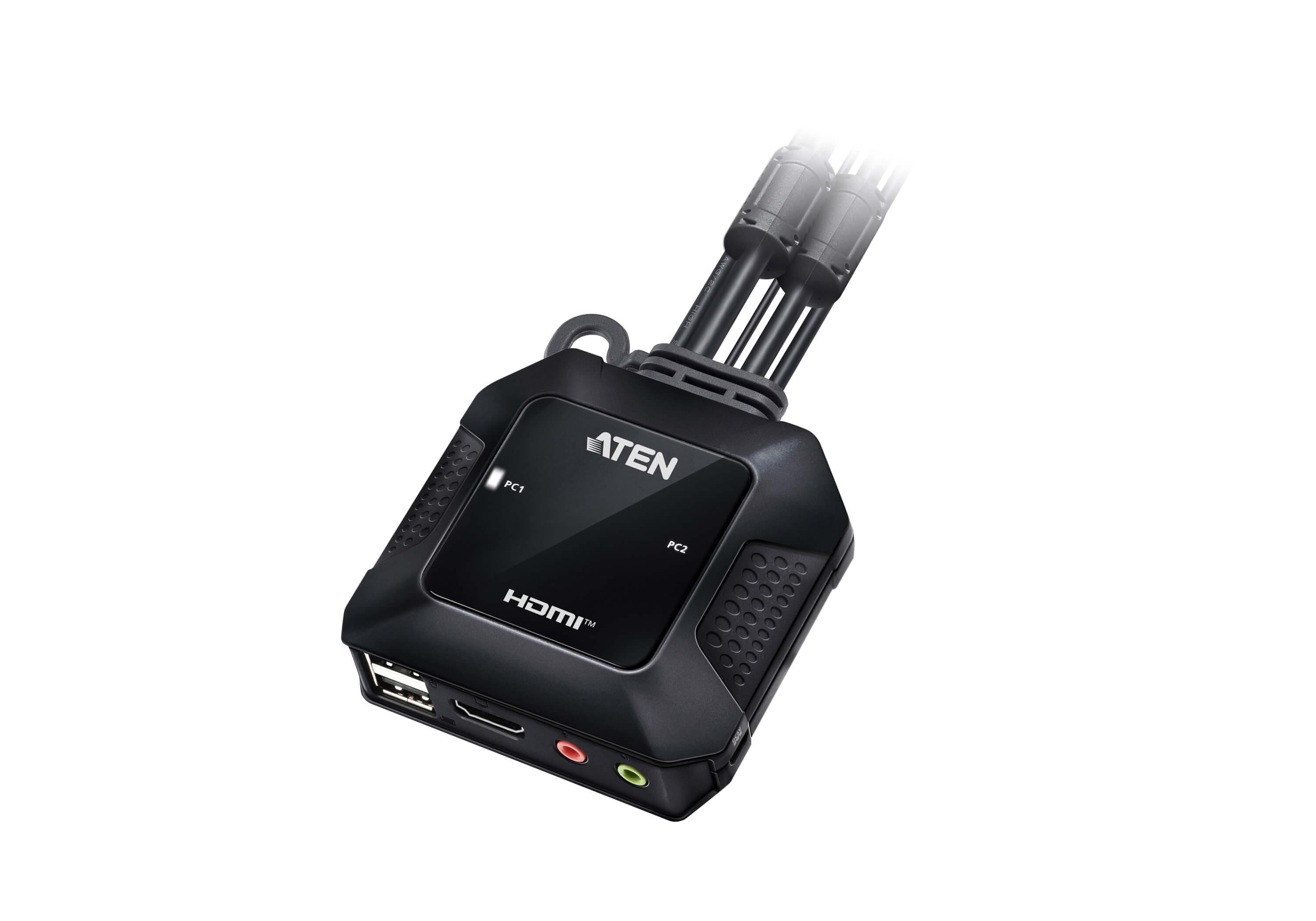 2-Port USB 4K HDMI Cable KVM Switch with Remote Port Selector — view 2