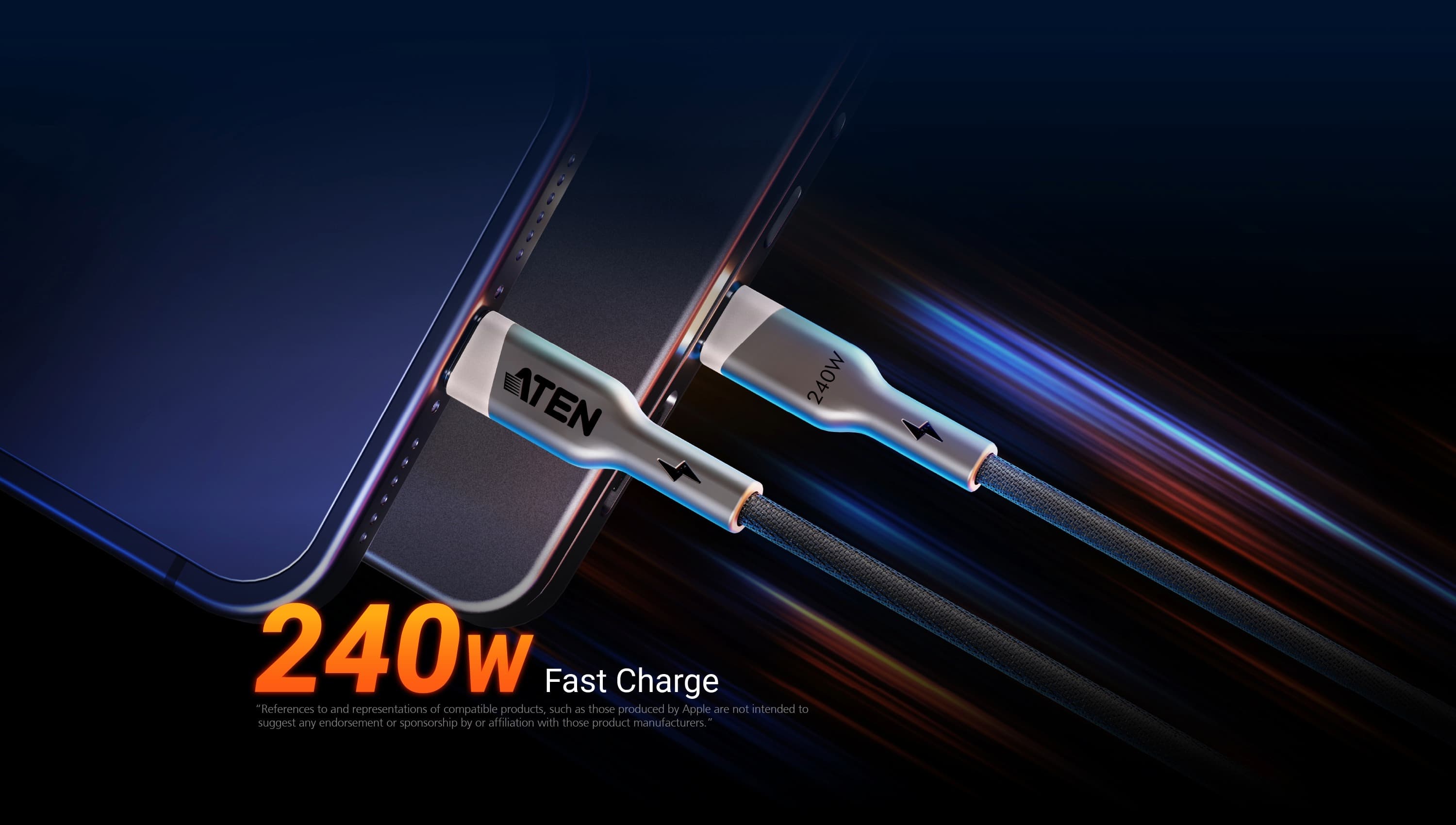 1m 240W USB-C to USB-C Magnetic Charging Cable — изглед 2