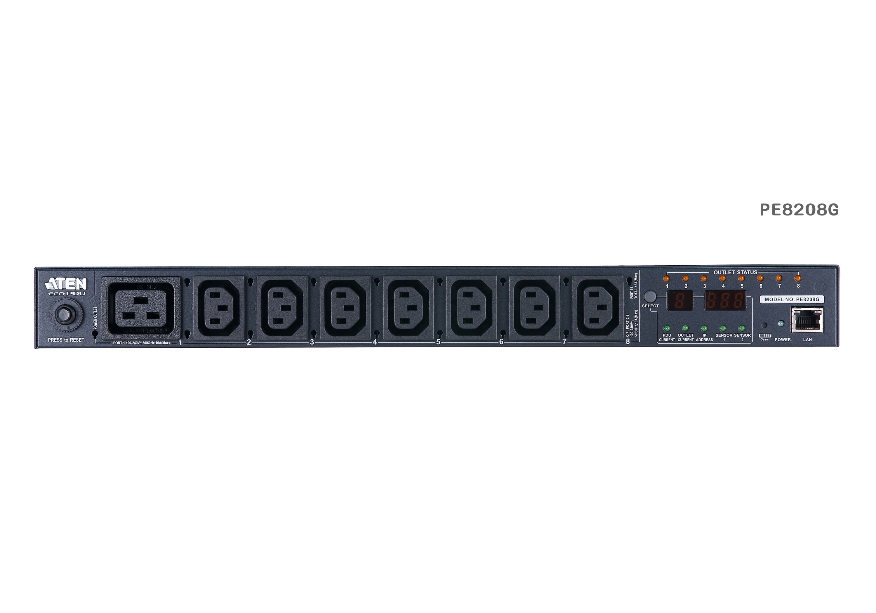 20A/16A 8-Outlet 1U Outlet-Metered & Switched eco PDU — изглед 5