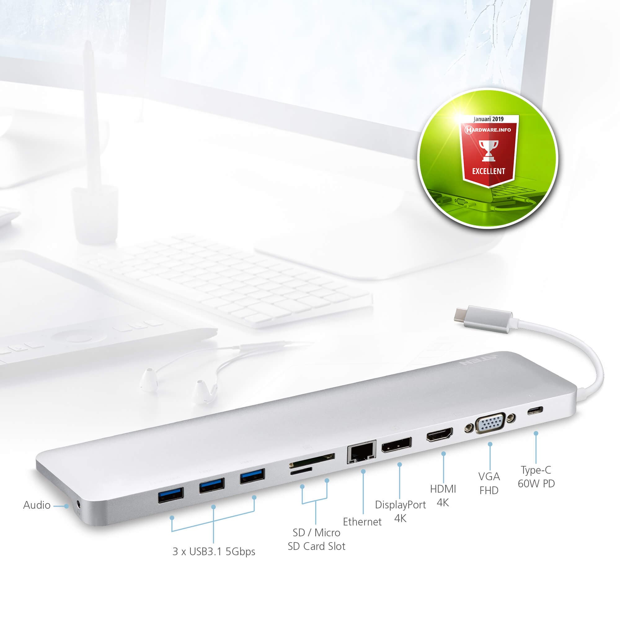 USB-C Multiport Dock with Power Pass-Through — изглед 2