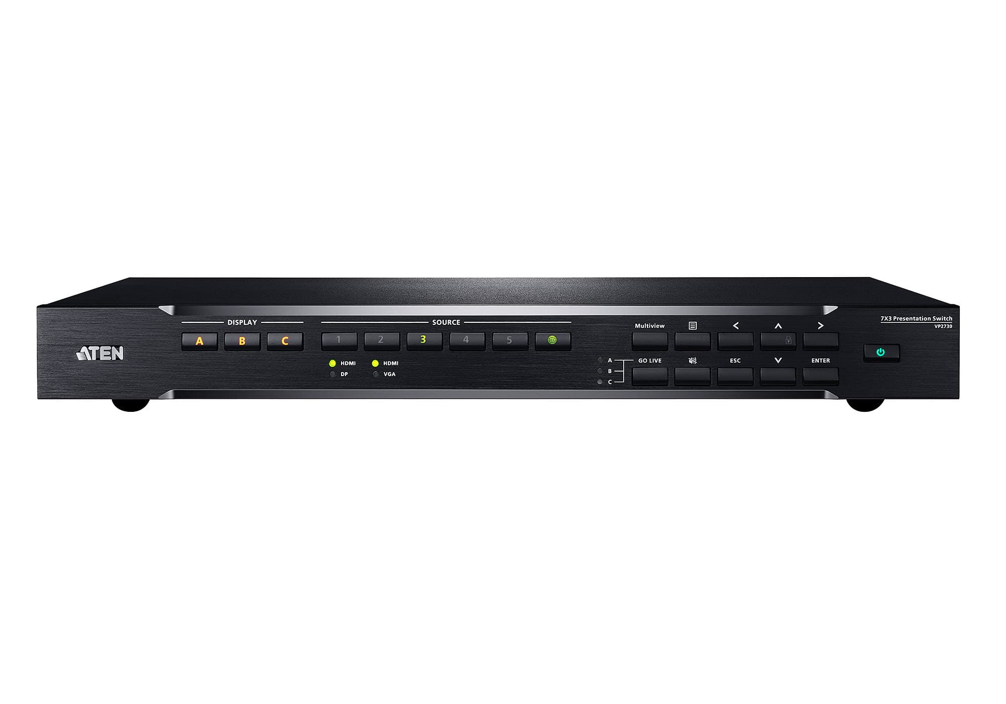 7 x 3 Seamless Presentation Matrix Switch with Scaler, Streaming, Audio Mixer, and HDBaseT