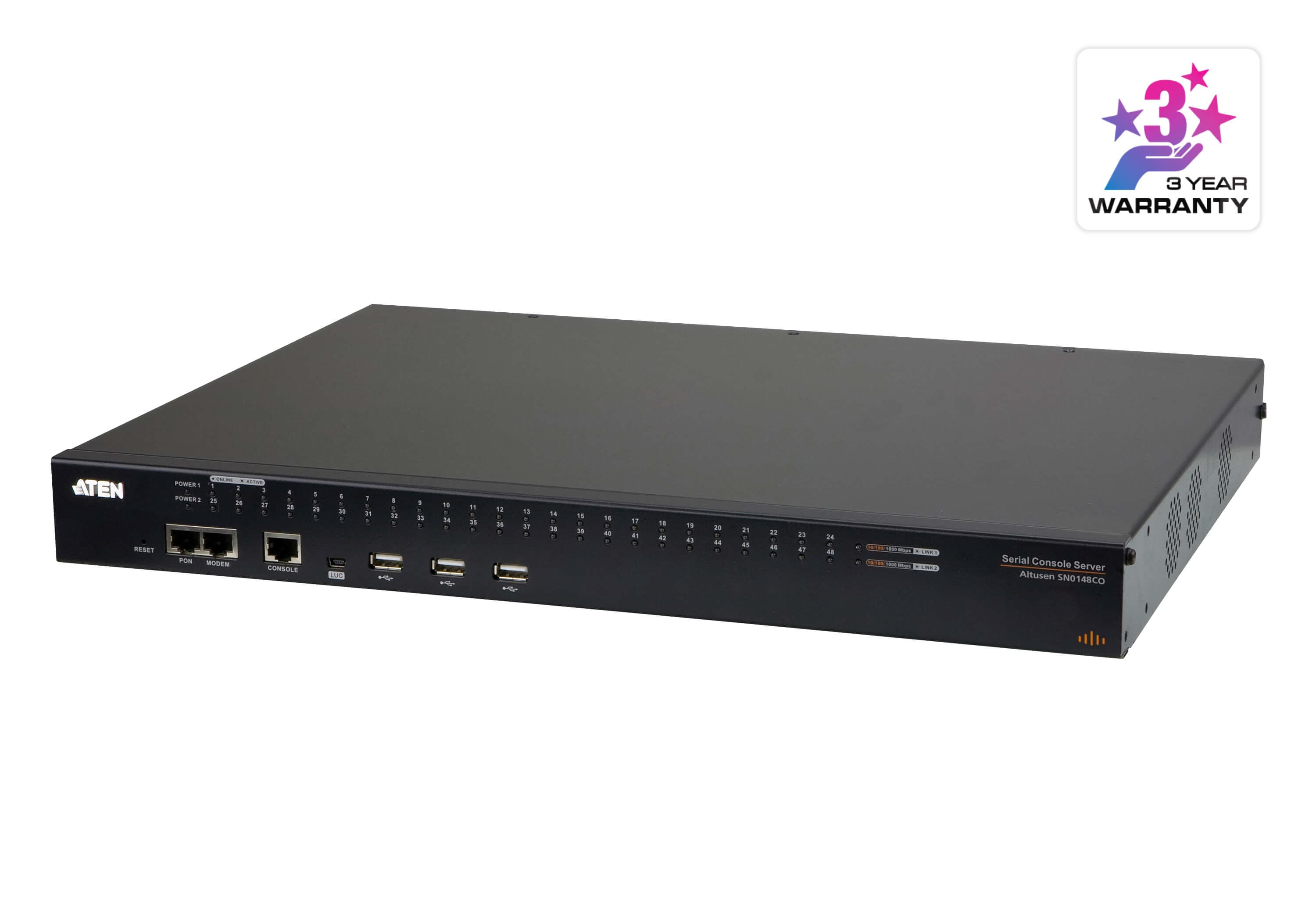 48-Port Serial Console Server with Dual Power/LAN — изглед 3