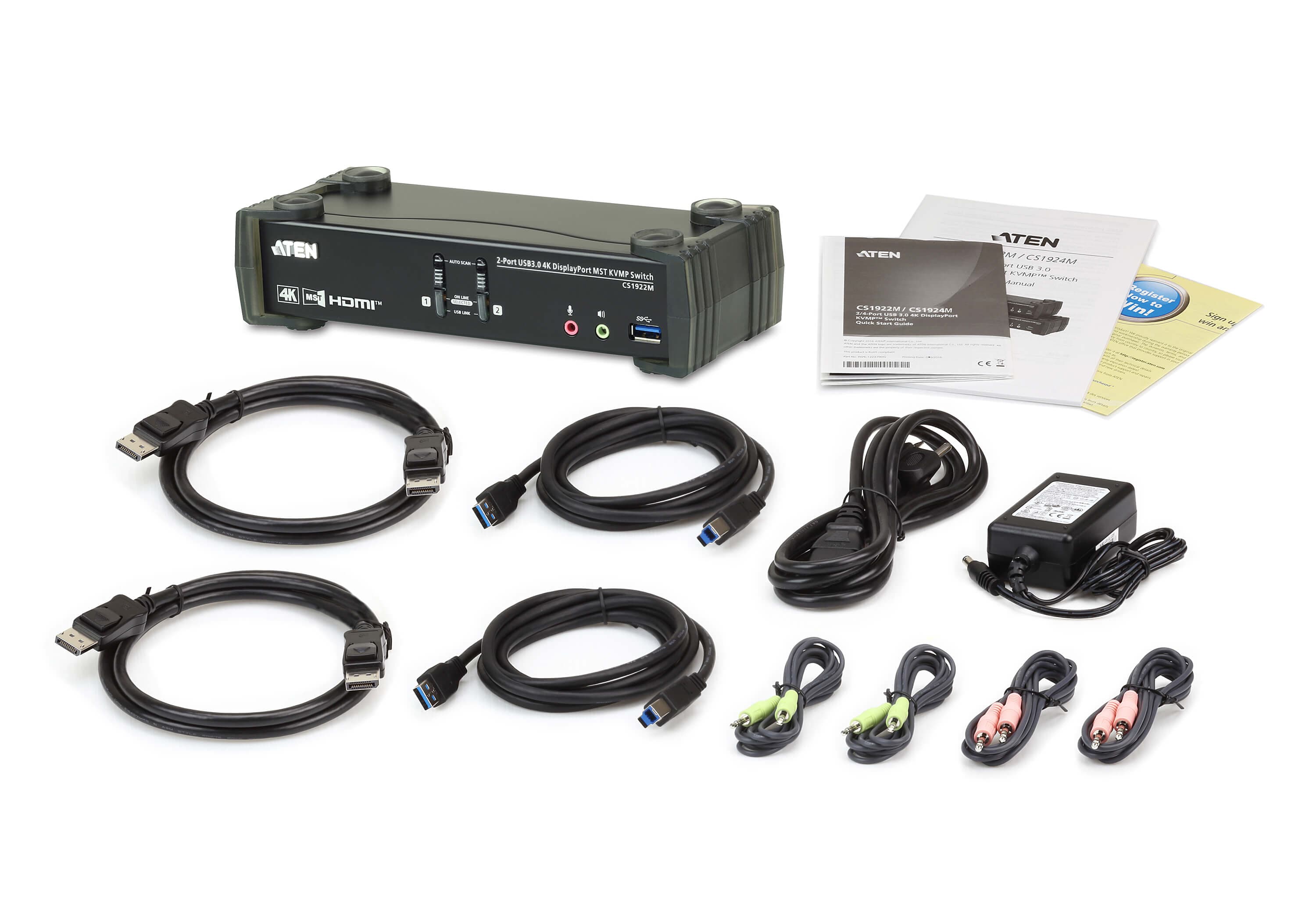 2-Port USB 3.0 4K DisplayPort MST KVMP™ Switch (Cables included) — view 4