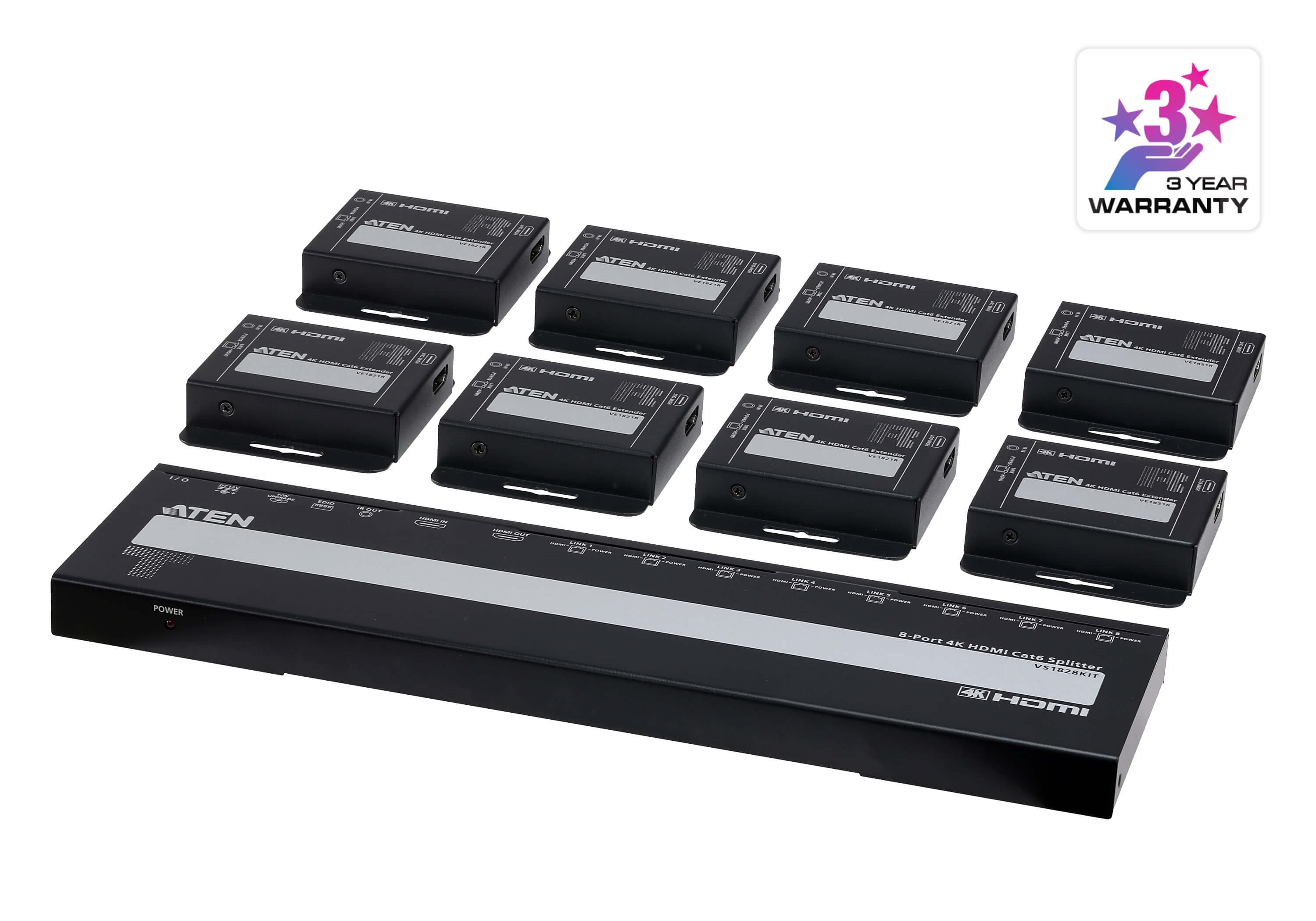 8-Port 4K HDMI Cat 6 Splitter with Receivers — изглед 3